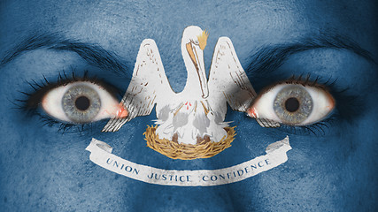 Image showing Close up of eyes with flag