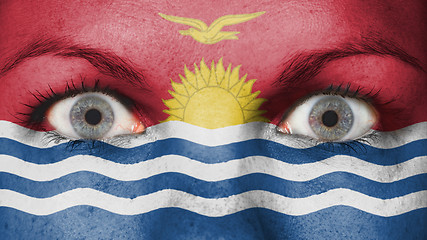 Image showing Close up of eyes with flag