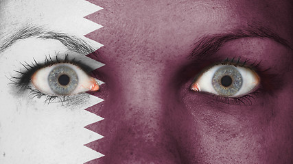 Image showing Close up of eyes with flag