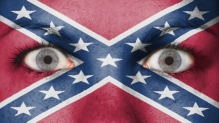 Image showing Close up of eyes with flag