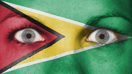 Image showing Close up of eyes with flag