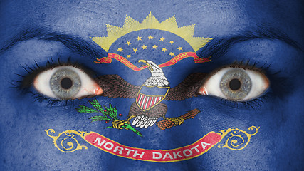 Image showing Close up of eyes with flag