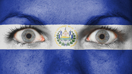 Image showing Close up of eyes with flag