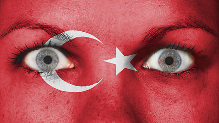 Image showing Close up of eyes with flag