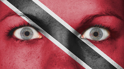 Image showing Close up of eyes with flag