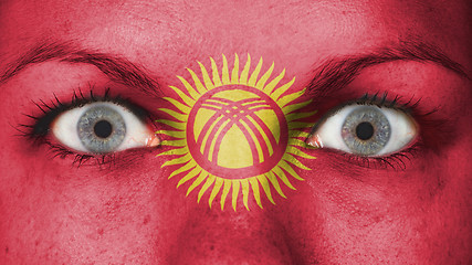 Image showing Close up of eyes with flag