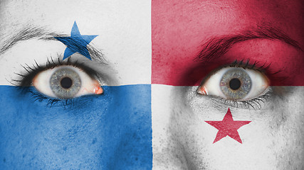 Image showing Close up of eyes with flag