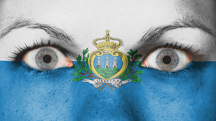 Image showing Close up of eyes with flag