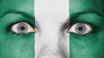 Image showing Close up of eyes with flag