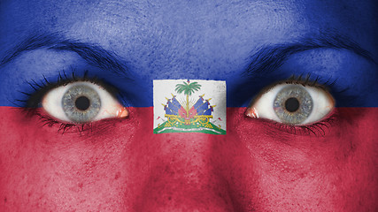 Image showing Close up of eyes with flag