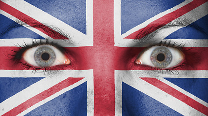 Image showing Close up of eyes with flag