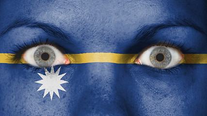 Image showing Close up of eyes with flag