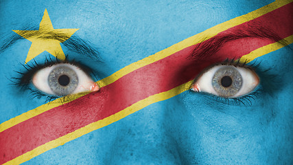 Image showing Close up of eyes with flag