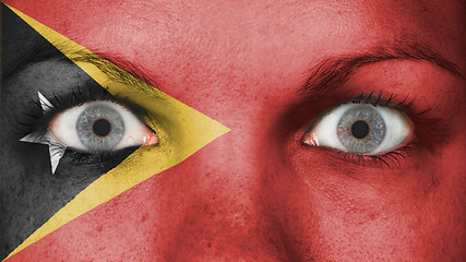 Image showing Close up of eyes with flag