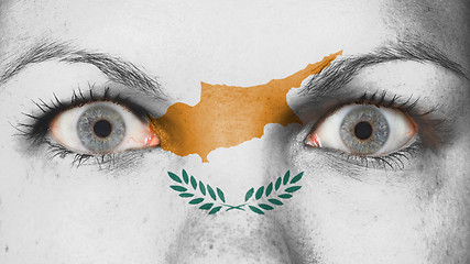 Image showing Close up of eyes with flag