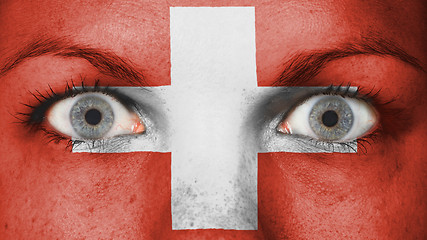 Image showing Close up of eyes with flag