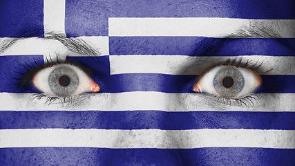 Image showing Close up of eyes with flag