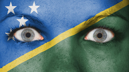 Image showing Close up of eyes with flag