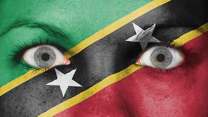 Image showing Close up of eyes with flag