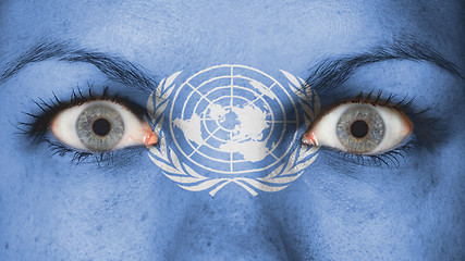 Image showing Close up of eyes with flag