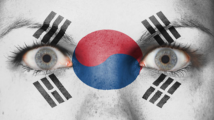 Image showing Close up of eyes with flag