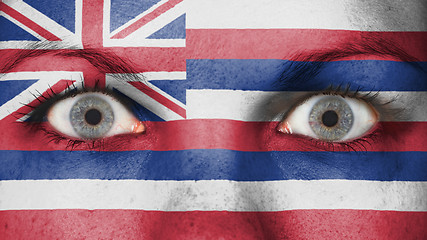 Image showing Close up of eyes with flag