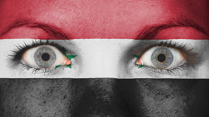 Image showing Close up of eyes with flag