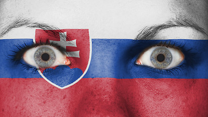 Image showing Close up of eyes with flag