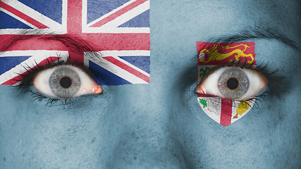 Image showing Close up of eyes with flag