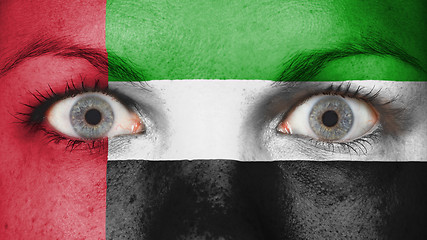 Image showing Close up of eyes with flag