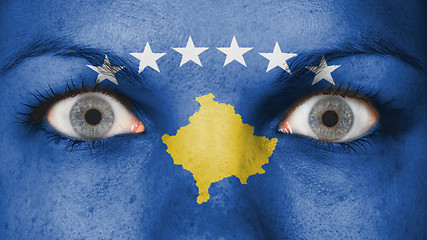 Image showing Close up of eyes with flag