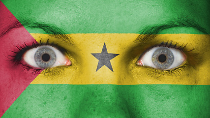 Image showing Close up of eyes with flag