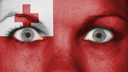 Image showing Close up of eyes with flag