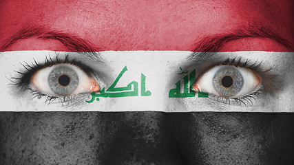 Image showing Close up of eyes with flag