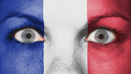 Image showing Close up of eyes with flag