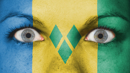 Image showing Close up of eyes with flag