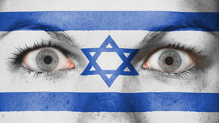 Image showing Close up of eyes with flag