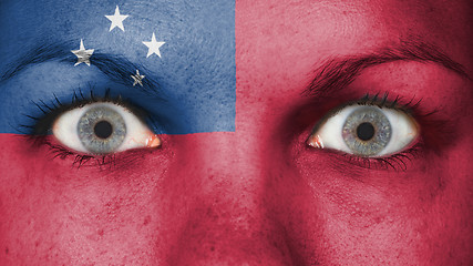 Image showing Close up of eyes with flag