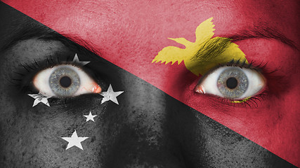 Image showing Close up of eyes with flag