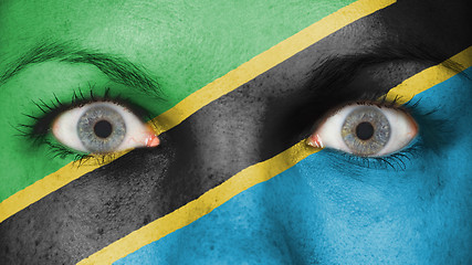 Image showing Close up of eyes with flag