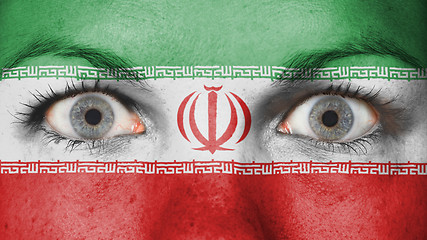 Image showing Close up of eyes with flag