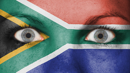 Image showing Close up of eyes with flag