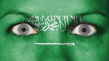 Image showing Close up of eyes with flag