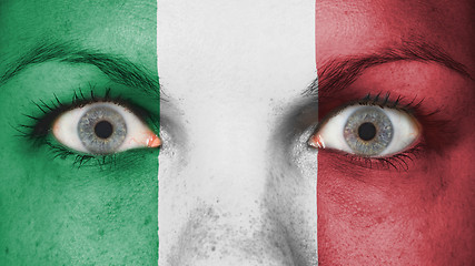 Image showing Close up of eyes with flag