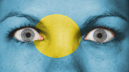 Image showing Close up of eyes with flag