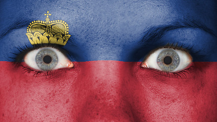 Image showing Close up of eyes with flag