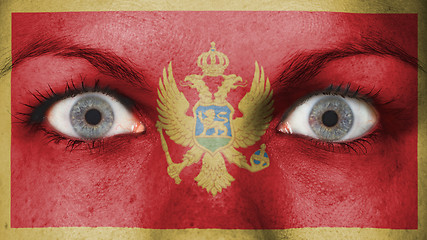 Image showing Close up of eyes with flag