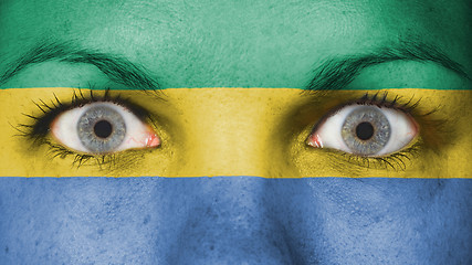 Image showing Close up of eyes with flag