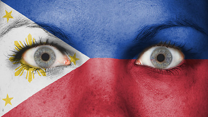 Image showing Close up of eyes with flag