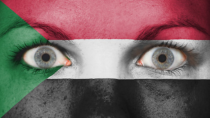 Image showing Close up of eyes with flag